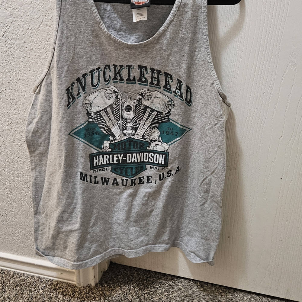 Harley-Davidson Gray and Teal Knucklehead Tank